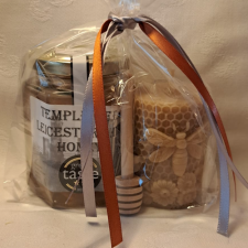 Runny Honey 8oz & 1 x candle in cellophane bag with honey dipper
