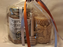 Runny Honey 8oz & 1 x candle in cellophane bag with honey dipper